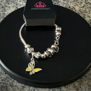 Paparazzi Silver Bracelet with Yellow Butterfly Charm